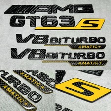 Trunk Emblem Badge Carbon fiber metal yellow set GT 63s V8 biturbo 4 Matic+ picture