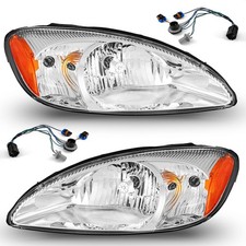 WEELMOTO Pair Headlights For 2000-2007 Ford Taurus Chrome Amber Corner Headlamps picture