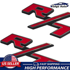 2Pcs Fender Side Letter Badges For R/T Emblem Chrome Red Nameplate Sticker Decal picture