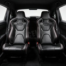 Universal PVC Leather Reclinable Black Racing Seats Car Seats Pair picture