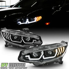 For 2016-2021 Honda Civic Black LED Tube Sequential Signal Projector Headlights picture