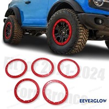 5PCS Bead Lock Wheel Trim Rings Kit For Bronco Sasquatch Badlands 2021-2026 Red picture