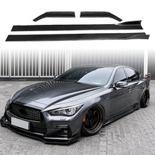 For 14-17 18-22 INFINITI Q50 Side Skirts + Rear Side Splitter Lip Glossy Black picture