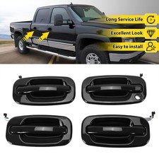 4Pcs NEW Outside Door Handles Set Painted Black For Silverado Tahoe Sierra 99-06 picture