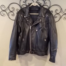 M-BOSS Men's 100% Leather Riding Jacket Coat Padded Elbow/Shoulders Large - NEW picture