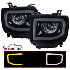 Smoke Fits 2014-2019 GMC Sierra 1500 2500HD Projector Headlights LED Strip Lamps picture
