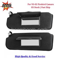 For 1993‑2002 Firebird Camaro Black Sun Visors Set Left Right With Vanity Mirror picture