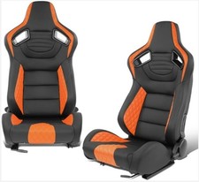 DNA MOTORING Universal Reclinable Racing Seats with Sliders Black/Orange picture