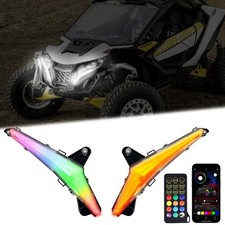 RGB White Front LED Turn Signal Fang Lights DRL for Can-Am Maverick R 2024-2026 picture