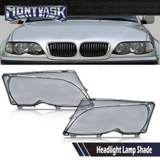 Headlight Replacement Lens Smoke Fit For BMW 02-05 E46 3-Series Left + Right picture