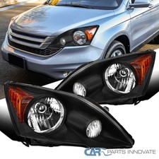Fit 2007-2011 Honda CRV CR-V Black Headlights Headlamps Left+Right Assembly Pair picture
