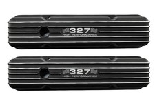 Aluminum 1958-86 Chevy SB 283–400 Valve Covers-Tall Finned– Etched 327  – Black picture