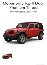 18-27 Jeep Wrangler JL Mopar Soft Top 4 Door Premium Tinted, 82215146AB OEM NEW picture