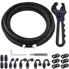 6AN-8AN-10AN Nylon Braided PTFE Fuel Line 10FT 20FT + 16 Fitting Hose Kit picture