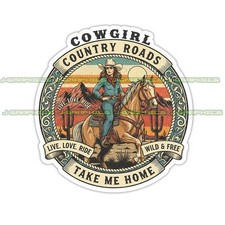 Cowgirl Vinyl Decal Sticker Rodeo Country Horse C picture