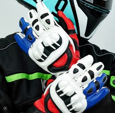 Alpinestars GPX Men's Blue Leather Motorcycle Riding Gloves Supple & Durable picture