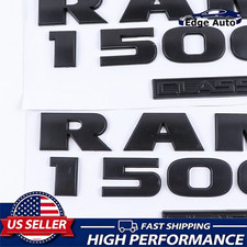 2Pcs Front Door Letters Emblems Fits For 2013-2024 RAM 1500 Classic Matte Black picture