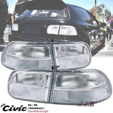 1 Pair Clear White Albino Tail Lights For Honda Civic Hatchback EG EG6 EH 92-95 picture