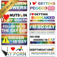 Frienda LGBT Rainbow Bumper Decals Magnetic Funny Prank Car Sticker Set 10 Pcs  picture