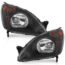 WEELMOTO Pair Headlights For 2002-2004 Honda CR-V CRV Black Headlamps Left+Right picture
