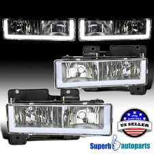 Fit 1988-1998 GMC C10 CK 1500 2500 3500 94-99 Suburban Headlights LED Strip Lamp picture