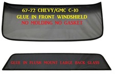 1967 - 1972 Chevy Pickup Flush Mount Windshield & Back Glass New Glue In No Mldg picture