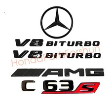 Mercedes Benz C63s AMG V8 BITURBO Fender Badges Emblems Sliver NEW  picture