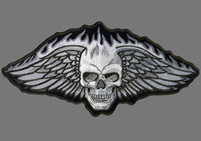 SKULL WING FLAMES  PATCH 10 INCH SON OF OUTLAW BIKER  PATCH picture
