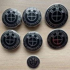 7PCS Blackout Set For Front Rear Emblem Steering And Wheel 82mm 74mm 68mm New picture