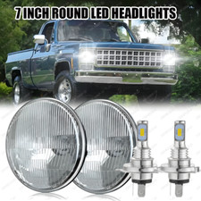 Pair 7 Inch led GLASS Headlight Round, ORIGINAL CLASSIC LOOK conversion Chrome picture