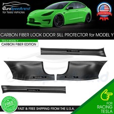 Tesla Model Y Door Sill Protectors – Carbon Look – Front & Rear – 5-Seater Fit picture
