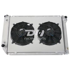 For 1980-84 Ford F150/250/350 Bronco 5.0-7.5L Aluminum Radiator+Shroud+2X12