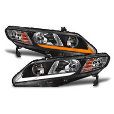 Topline For 2006-2011 Civic Sedan Switchback Sequential LED Strip Headlights Blk picture