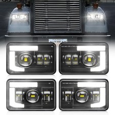 Auxbeam 4x6 LED Headlights DOT Approved with DRL 4PCS - Black picture