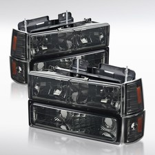 Fit 1994-1998 GMC C10 Pickup Sierra Suburban Smoke Headlights+Corner+Bumper Lamp picture