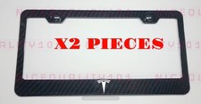 X2 Tesla 100% Carbon Fiber Style Stainless Steel Frame Holder W Caps picture