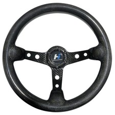 Hiwowsport 350mm 3'' Depth Drift Genuine Carbon Fiber Steering Wheel Black picture
