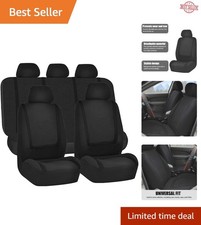 Universal 9-Piece Black Polyester Car Seat Cover Set - Effortless Protection picture