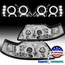 Fits 1999-2004 Ford Mustang Dual Halo Projector Headlights Lamps Pair picture