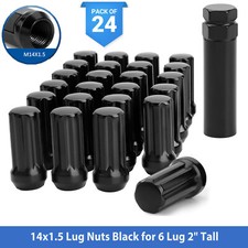 24x Epoch Spline Lug Nut with Key Black 14mmx1.5 2