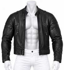 Hein Gericke Men's Leather Motorcycle Jacket First Gear, Size 42, Armored Padded picture