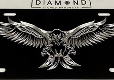 Engraved US American 3D Fierce Eagle Diamond Etched Car Tag Metal License Plate picture