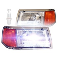 Headlight w/ Adjusters & Chrome Bezel w/ LED Bulbs LH & RH Fit Peterbilt 375 385 picture
