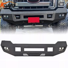 For 2011-2016 Black Front Bumper w/ LEDs 2/4WD Ford F250 F350 Heavy Duty Steel picture