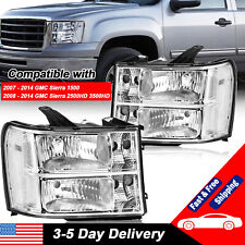 For 2007 2008-2014 GMC 1500 2500HD 3500HD Chrome Housing Clear Halogen Headlight picture