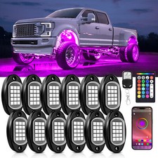 12 Pods RGB LED Rock Lights Wireless Bluetooth Remote Underglow Neon Light Truck picture