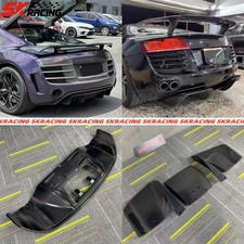 For 2008-2015 Audi R8 V8 V10 Carbon Fiber/Gloss Rear Bumper Diffuser Lip Add‑On picture