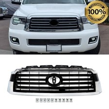 New Chrome+Gloss Black Front Bumper Grille For 2018-2022 Toyota Sequoia Platinum picture