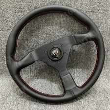 Mugen Genuine Leather Flat bracket Steering Wheel 350mm Drift Horn Black line picture