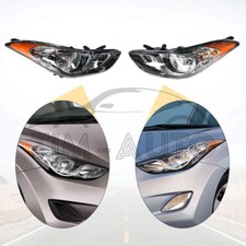 Pair Set Halogen Headlight Headlamp Assembly For 2011-2013 Hyundai Elantra picture